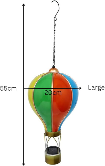 Rainbow Solar Hot Air Balloon – Outdoor Hanging LED Light for Garden, Patio & Porch Décor