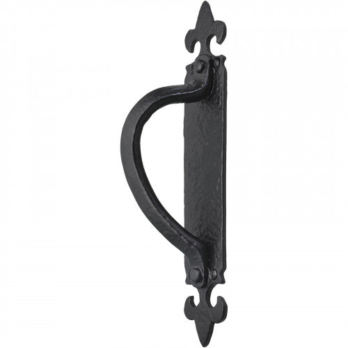 Poignées de porte en fonte noire antique, style rosace, fixations, pour portail, abri de jardin