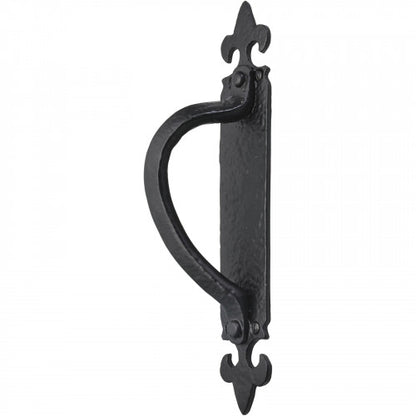Poignées de porte en fonte noire antique, style rosace, fixations, pour portail, abri de jardin