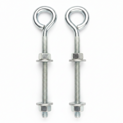 Zinc-plated welded eye bolts with 2 nuts and 2 washers