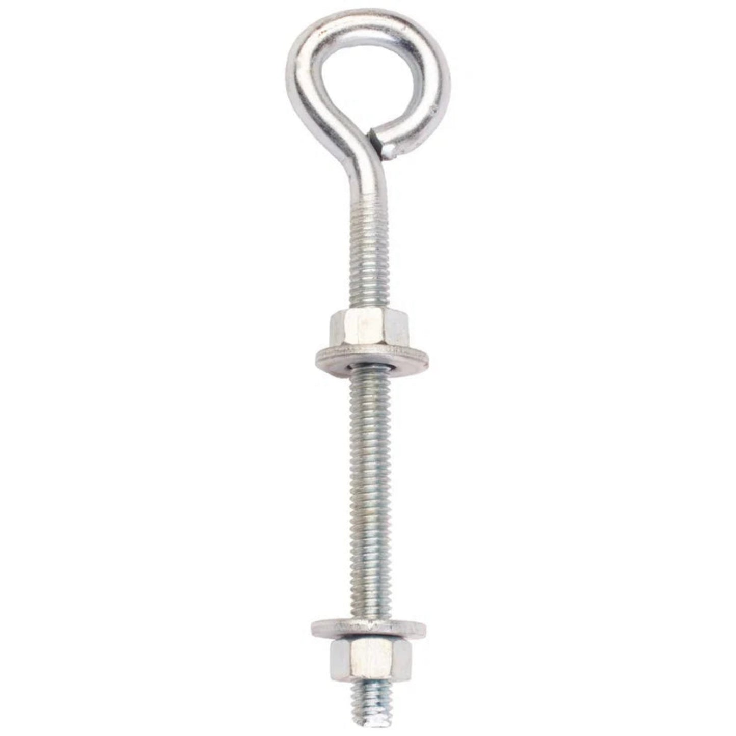 Zinc-plated welded eye bolts with 2 nuts and 2 washers