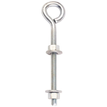 Zinc-plated welded eye bolts with 2 nuts and 2 washers