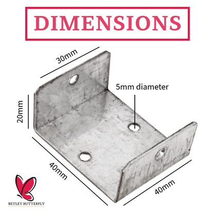 Fence Panel U Clips Brackets for Wooden Posts Galvanised Anti-Rattle Timber Fence Fixings