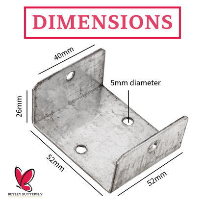 Fence Panel U Clips Brackets for Wooden Posts Galvanised Anti-Rattle Timber Fence Fixings