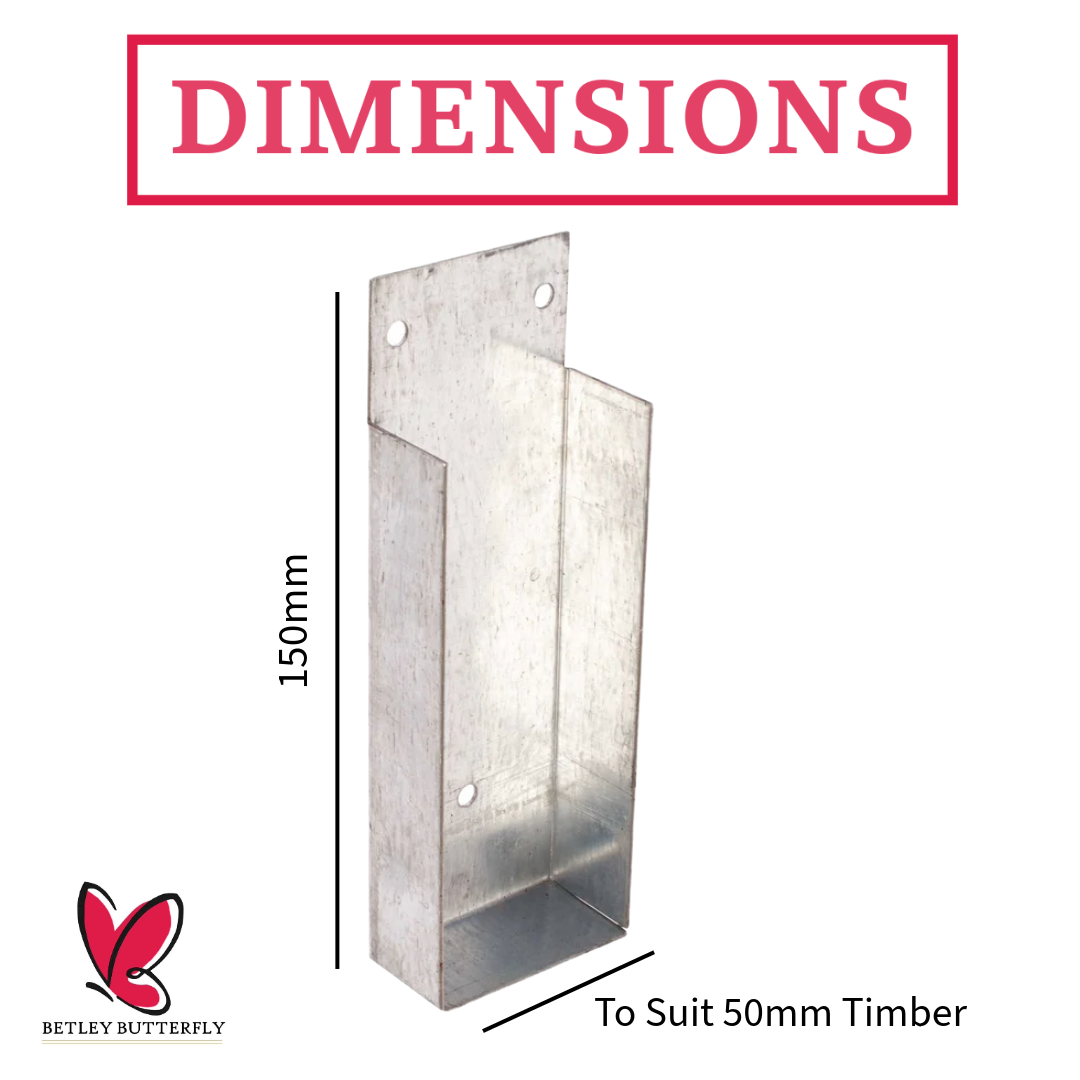 Gravel Board Clips for 50mm Timber Fence Posts Galvanised Heavy Duty Fence Brackets