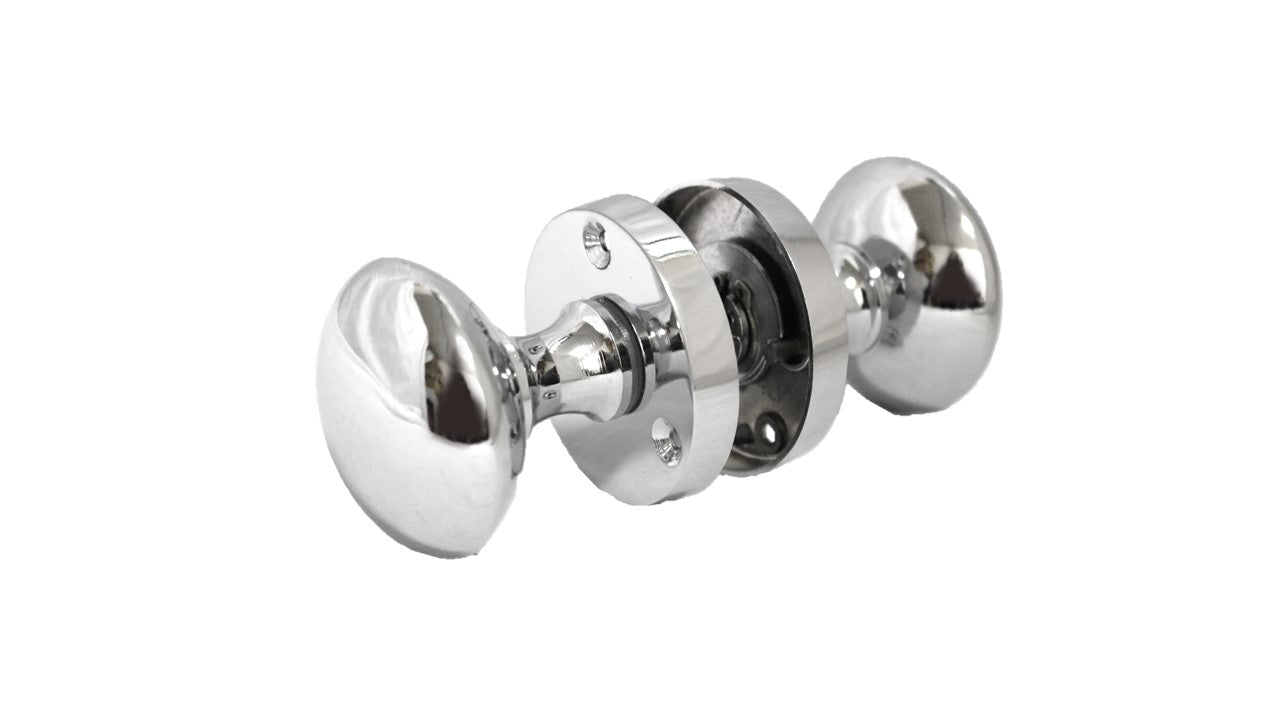 Door Knobs Round Victorian Mortice Knob Sprung - Chrome Thumbturn Lock Pack 56mm