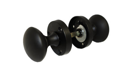 Boutons de porte ronds victoriens à mortaise à ressort - Noir mat 56 mm