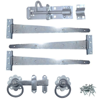 Marketplace JPG companion for Garden Side Gate Fixing Kit 3x Tee Hinges Ring Latch & Brenton Bolt Set Zinc Plated 8" – 18"
