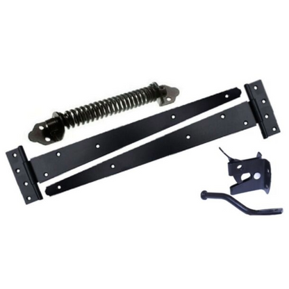 Kit de portail de jardin avec 2 charnières en T et ressort de rappel pour loquet de portail automatique, noir