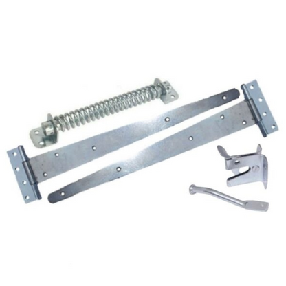 Garden Gate Pack 2x Tee Hinges Auto Gate Latch Return Spring Side Door Kit Zinc