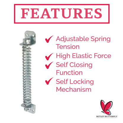 Marketplace JPG companion for 2x Adjustable Gate Spring Closers 8′′ or 10′′ Automatic Self-Closing Black or Galvanised - 8"/10"