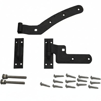 12" Black Curved Rail Gate Hinge Kit for Wooden Gates
