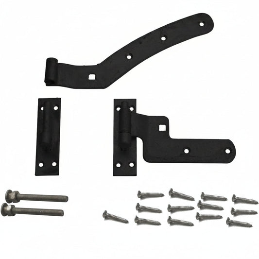 Black 12″ Curved Rail Gate Hinge Kit – Left or Right Hand