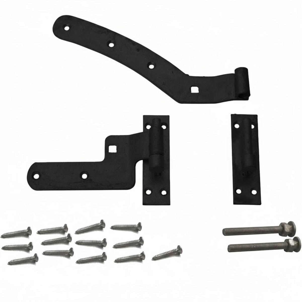 12" Black Curved Rail Gate Hinge Kit for Wooden Gates