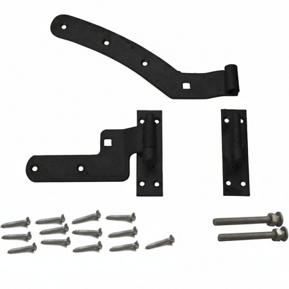 12" Black Curved Rail Gate Hinge Kit for Wooden Gates