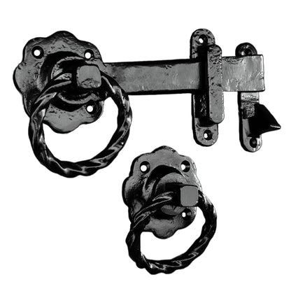 Marketplace JPG companion for Twisted Ring Gate Latch Circle Black Antique 200mm Garden Cottage
