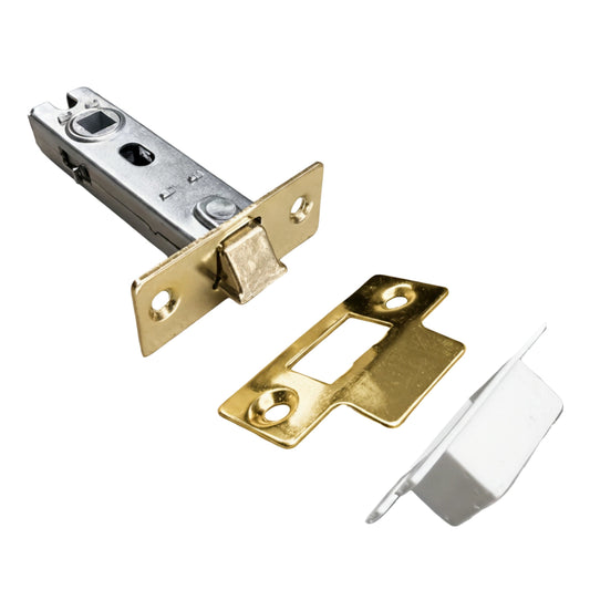 Mortice Tubular Door Latch 3" 73mm Bolt Through Internal Catch Brass Plate