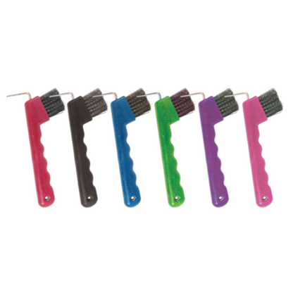Perry Equestrian Hoof Pick With Brush & Wave Grip Handle Horse Pony