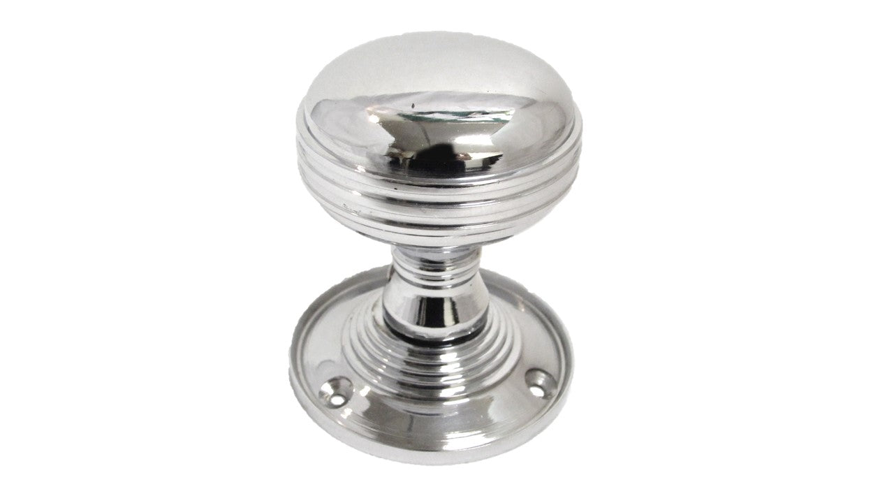 Boutons de porte cannelés à mortaise robustes - Chrome poli 64 mm