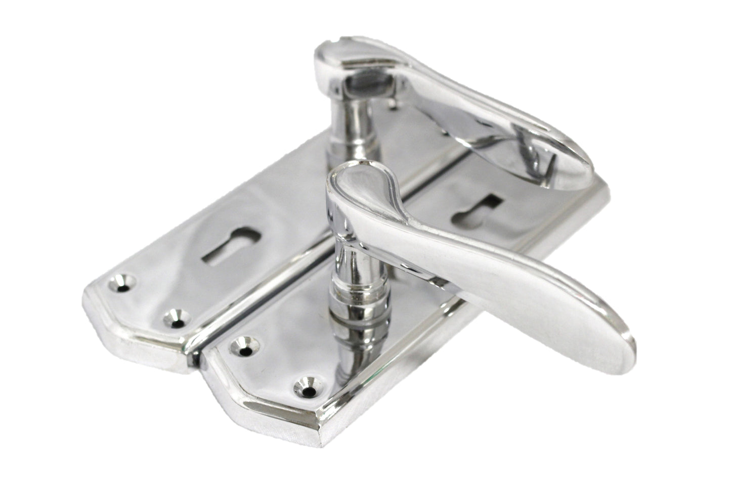 Poignées de porte à levier Stellar avec serrure interne - Chrome 170 mm x 50 mm