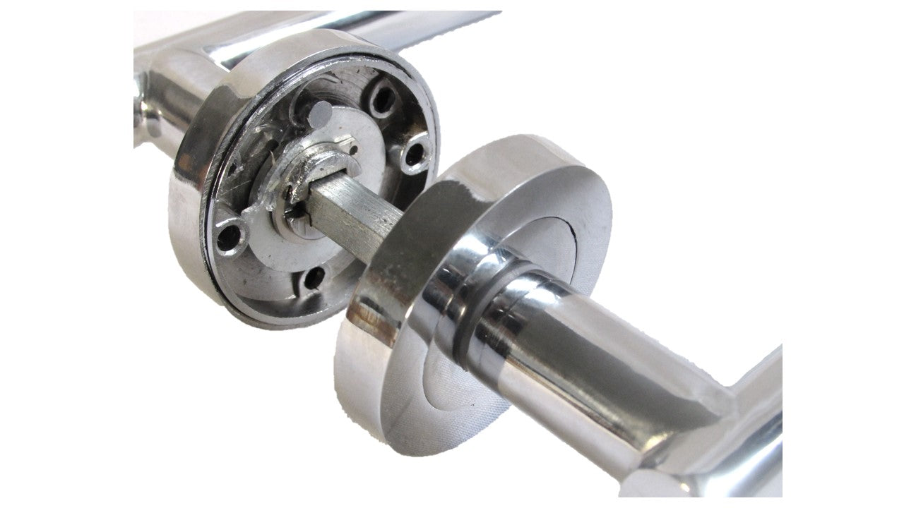 Door Handles T Bar Straight Lever on Rose Latch - Chrome 125mm