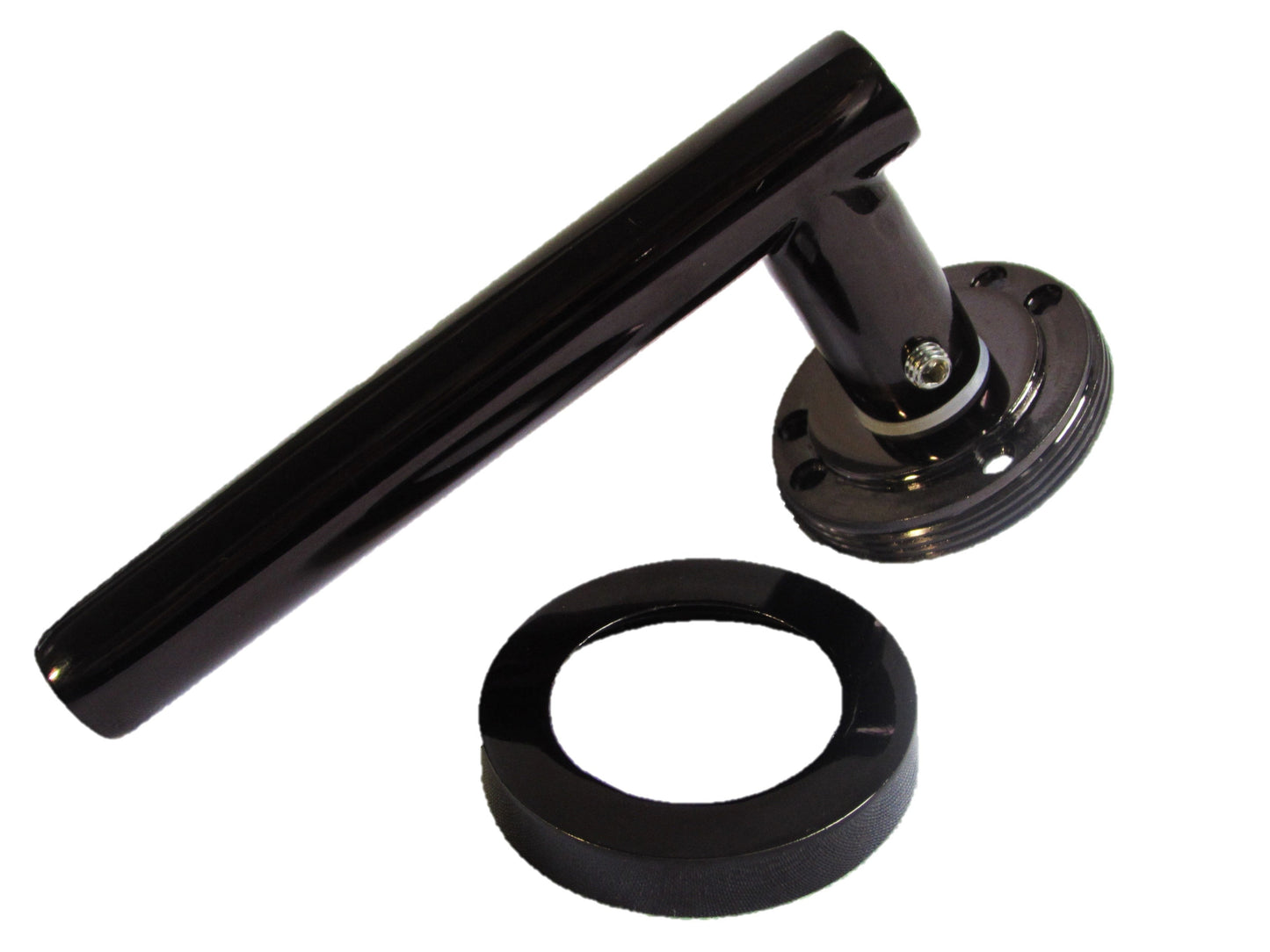 Door Handles Straight Lever on Rose Latch + Hinges PACK - Black Nickel