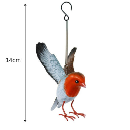 Small Metal Hanging Robin Garden Ornament, 14cm, additional view