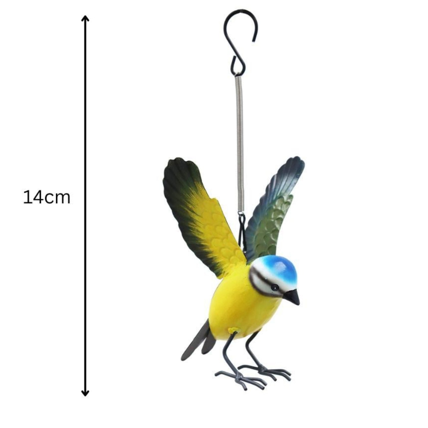 Small Metal Hanging Blue Tit Garden Ornament, 14cm, additional view
