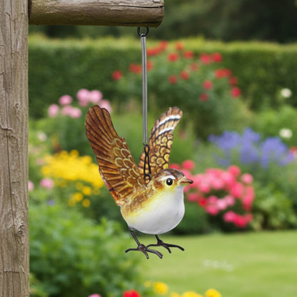 Small Metal Hanging Wren Garden Ornament, 14cm, Default Title