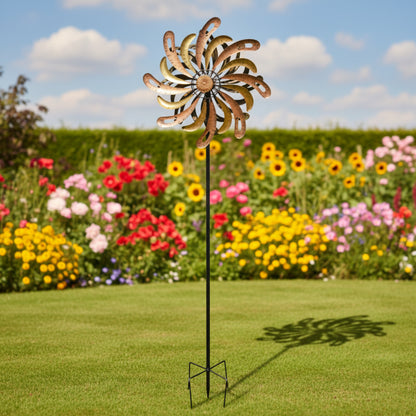 Small Vortex Wind Spinner Stake, 120cm, Three Colours, Golden Flare