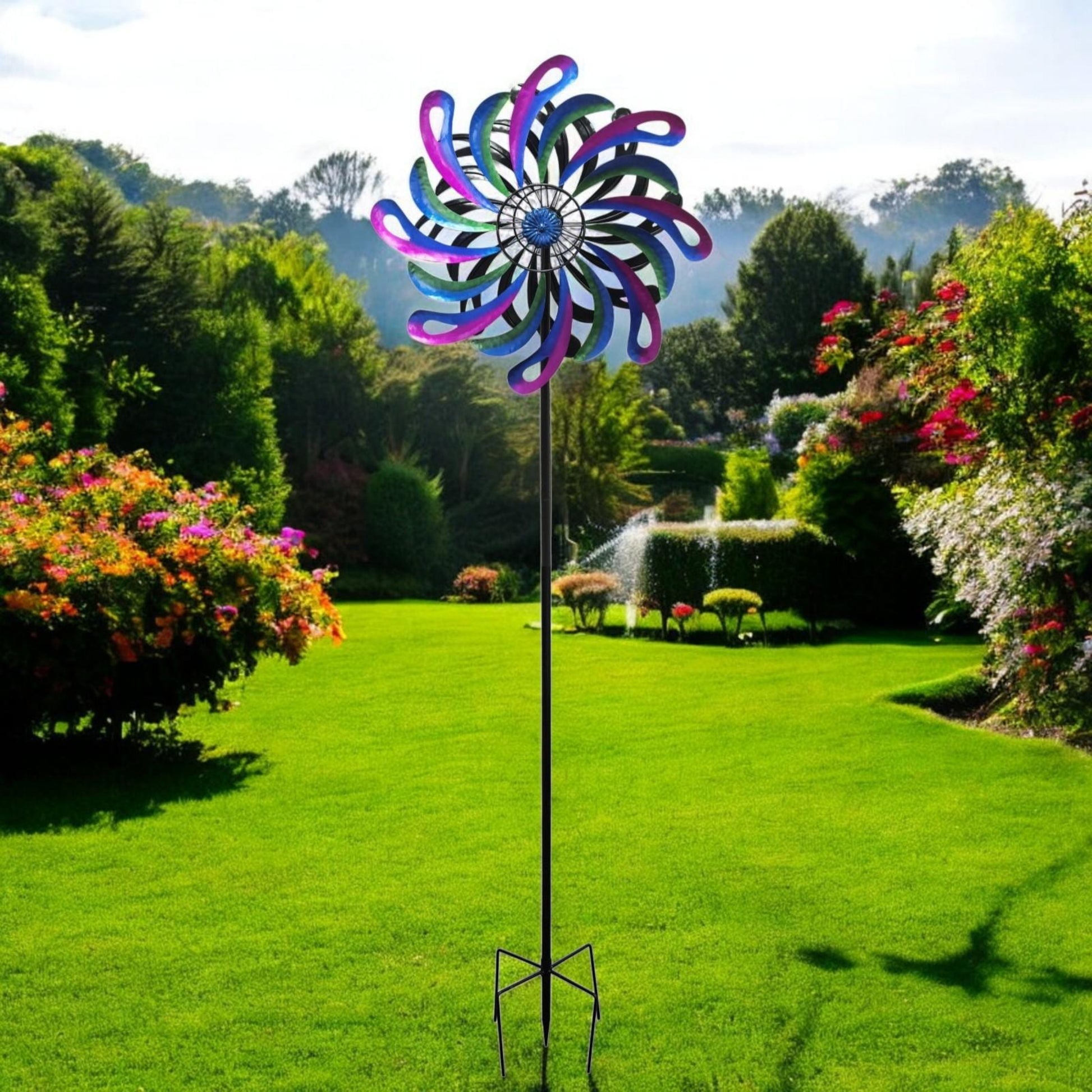 Small Vortex Wind Spinner Stake, 120cm, Three Colours, Cosmic Fusion