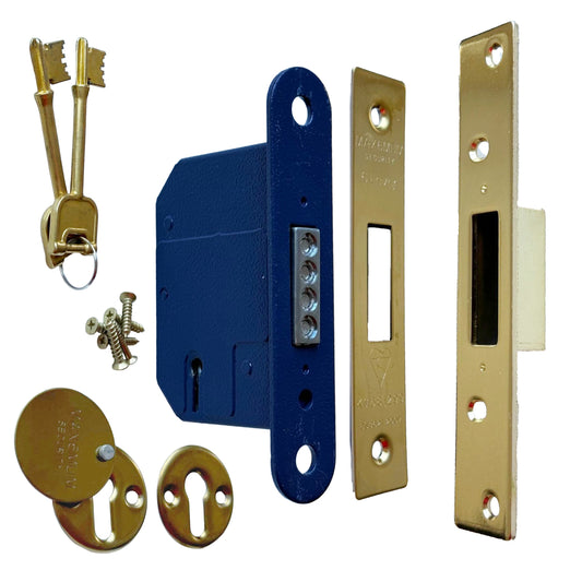 Max6mum Security 2.5" 6 Lever Mortice Deadlock - Polished Brass