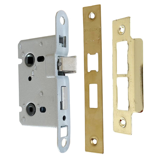 Gridlock 2.5" Polished Brass Mortice Bathroom Lock with Rotalatch Reversible Latch