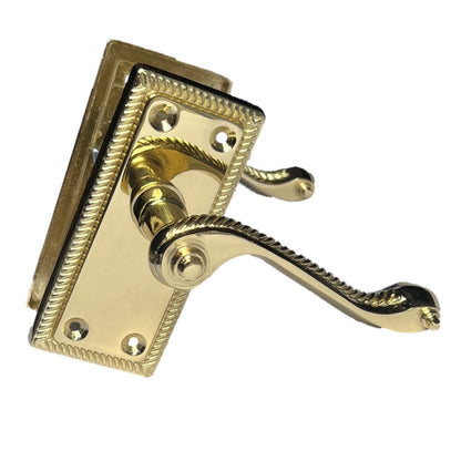 Poignées de porte à loquet de style géorgien en laiton, paire de charnières et loquets de 7,6 cm (3 po)