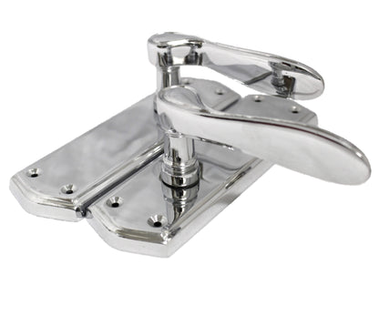 Door Handles CHROME Stellar Latch Set Shaped Backplate with Tubular Latch
