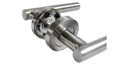Door Handles T Bar Straight Lever on Rose Thumb turn & Lock - Satin