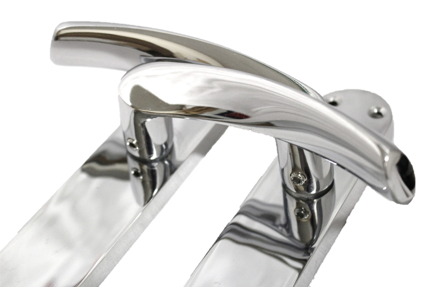 2 Pairs MODERN ARCHED LATCH DOOR HANDLE CHROME - FULL DOOR PACK