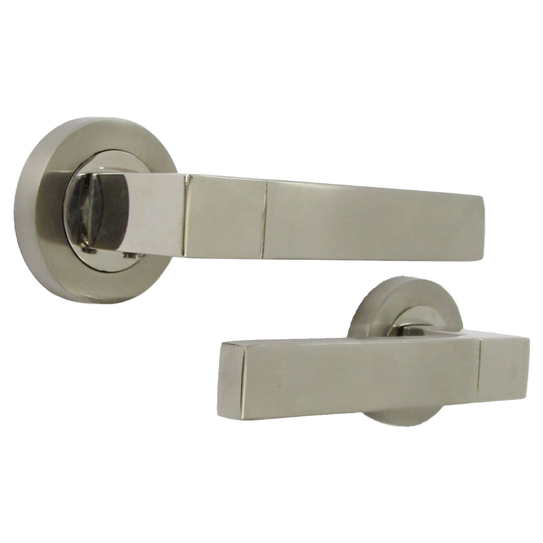 Cafri Line Door Handle Bathroom Set Satin Nickel Lever Rose Internal Thumbturn Pack