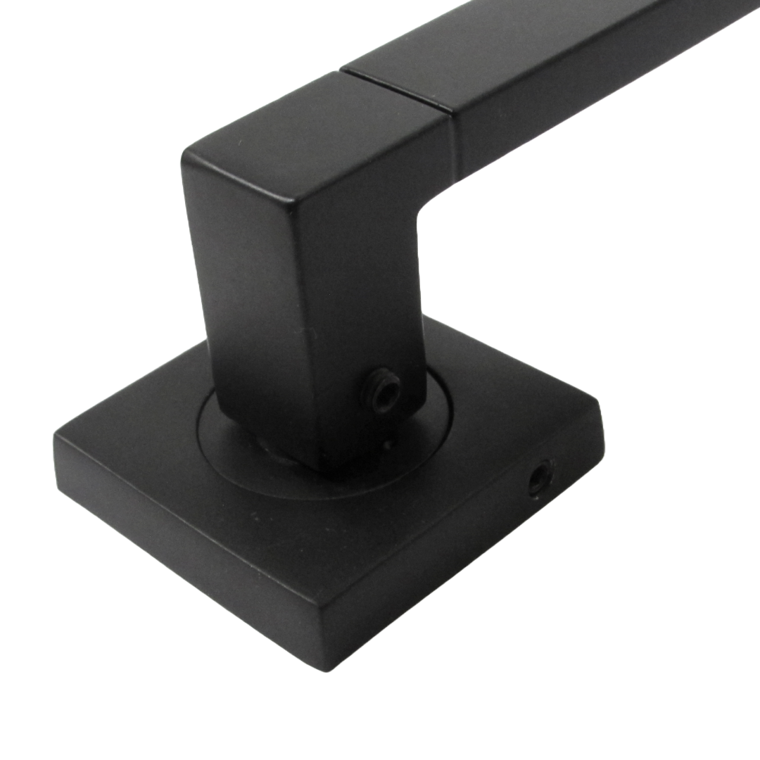 Cafri Line Door Handle Matt Black Lever on Square Rose Internal Wooden Handles + 64mm Latch