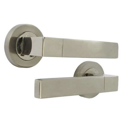 Cafri Line Door Handle Modern Satin Nickel Lever on Rose Internal Doors Handles + 64mm Latch