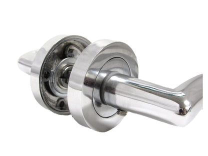 Carlressia Door Handles Latch Curved Lever on Rose - Chrome 125mm