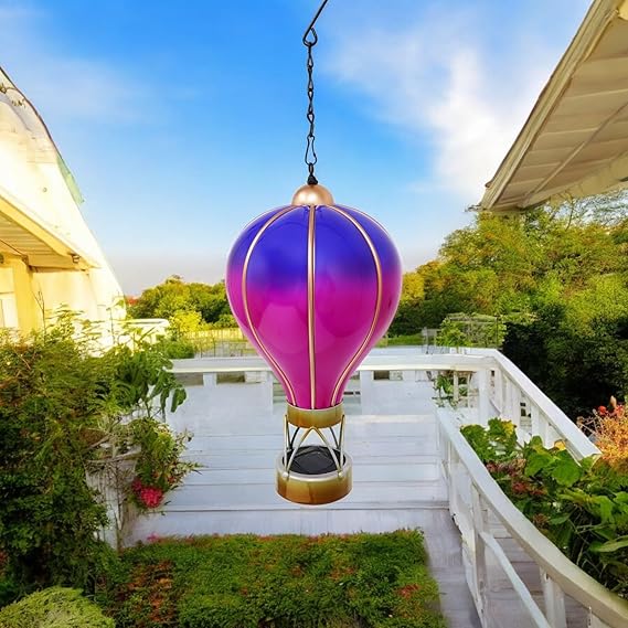 Violet Solar Hot Air Balloon – Outdoor Hanging LED Light for Garden, Patio & Porch Décor