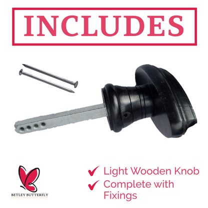 Black Wooden Mortice Door Knob Set, Oval Door Handles with Black Finish