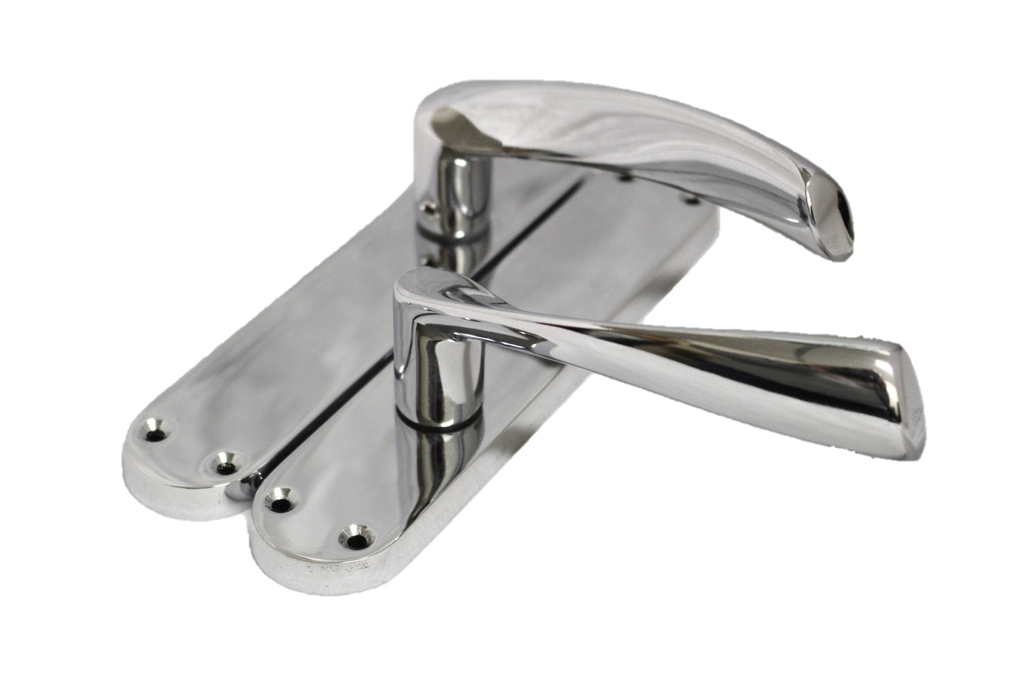 2 Pairs MODERN ARCHED LATCH DOOR HANDLE CHROME - FULL DOOR PACK