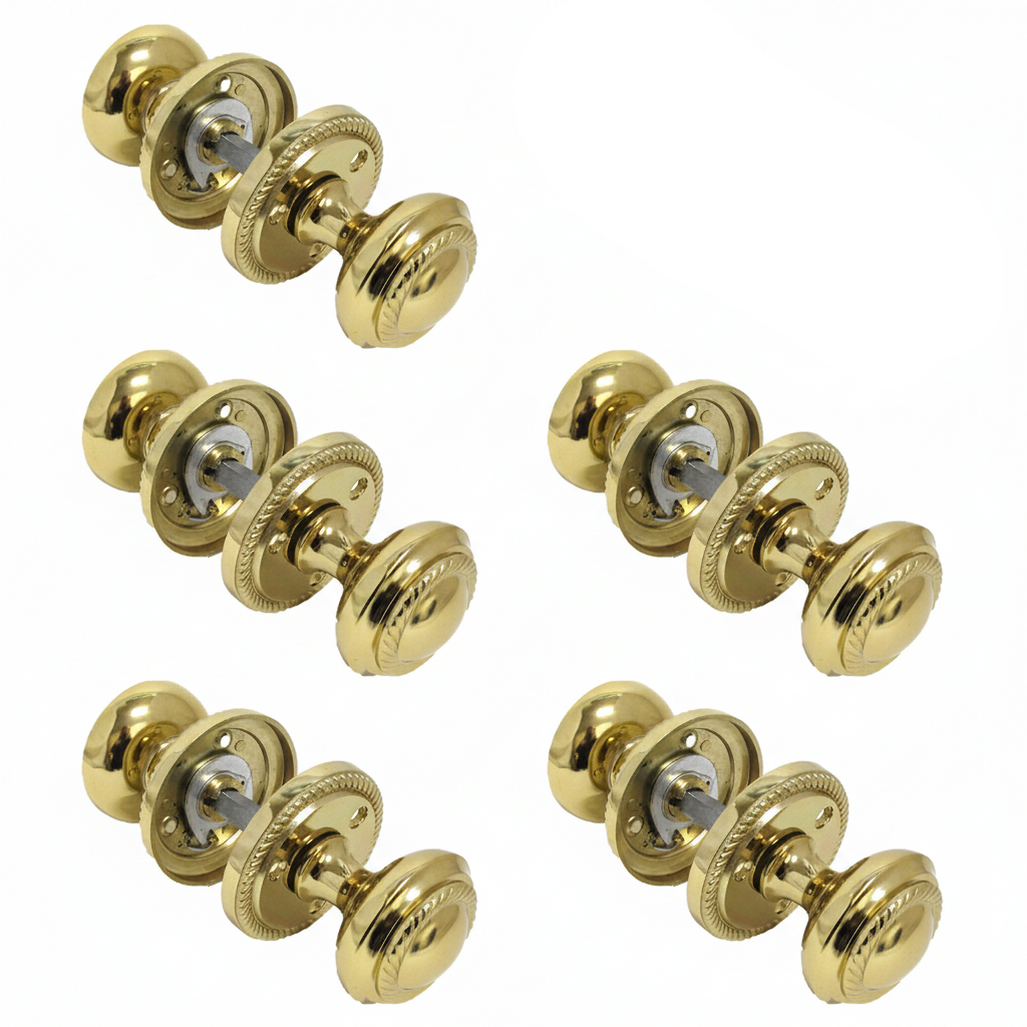 Door Knobs Round Georgian Roped Mortice Knob - Brass 62mm