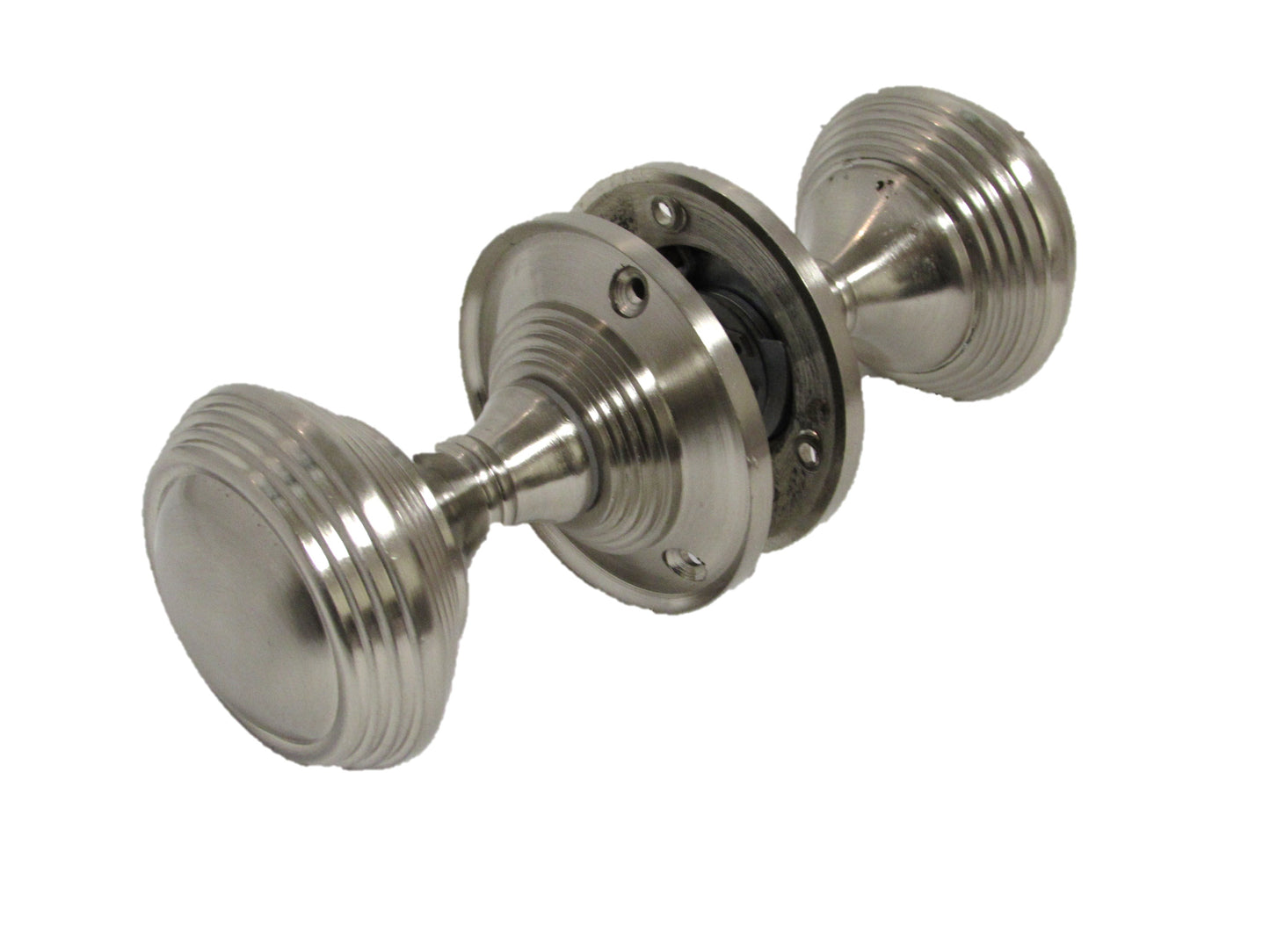 Boutons de porte Queen Anne à mortaise intérieure cannelée - Satin 64 mm