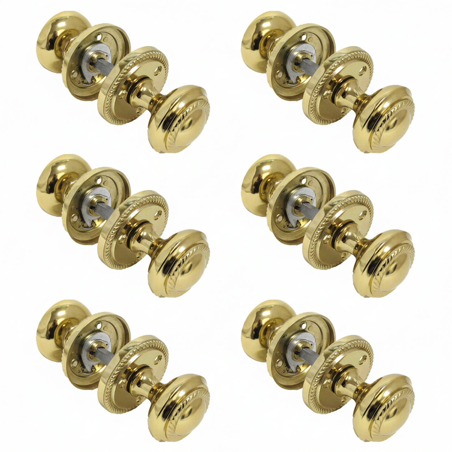 Door Knobs Round Georgian Roped Mortice Knob - Brass 62mm
