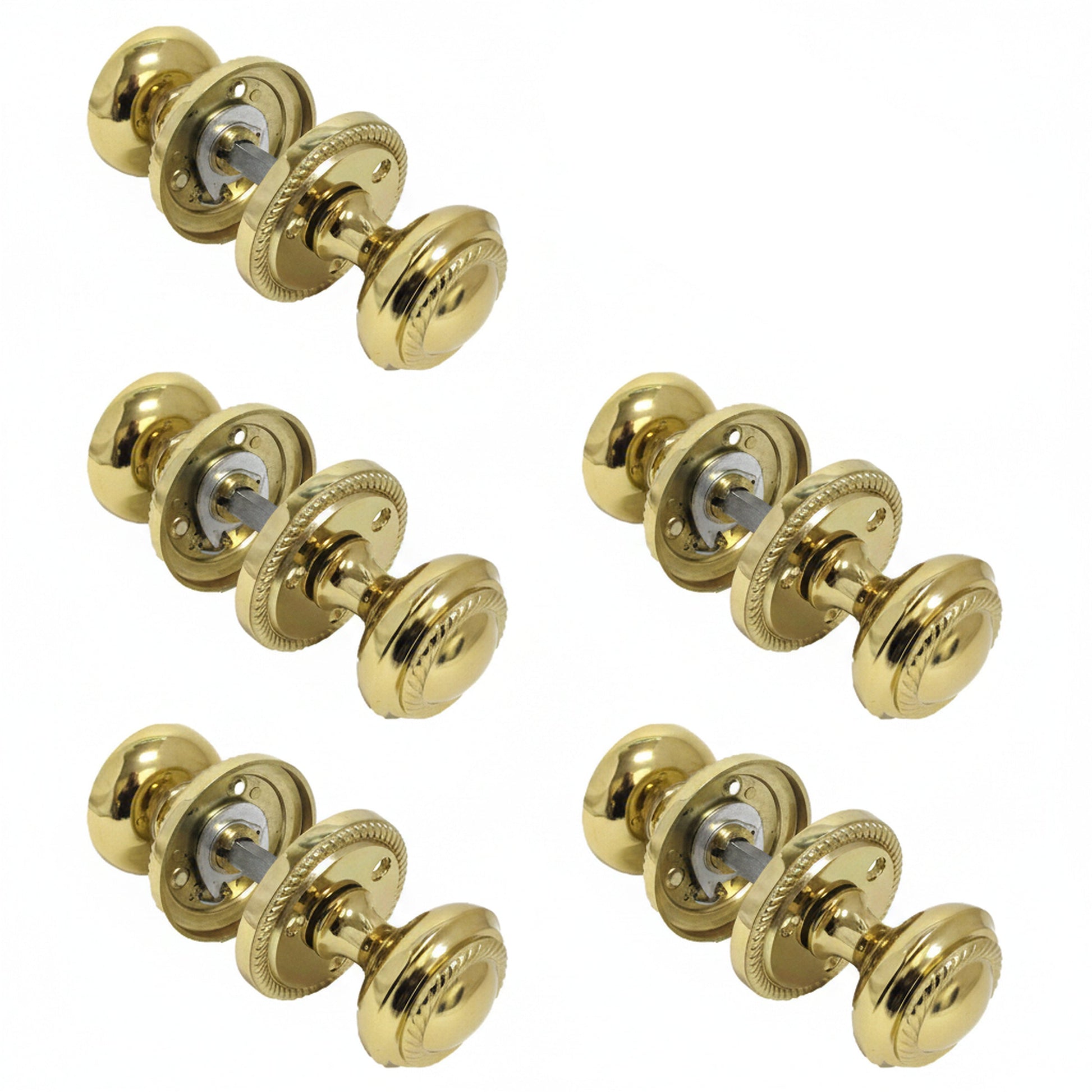 Marketplace JPG companion for Door Knobs Round Georgian Roped Mortice Knob - Brass 62mm