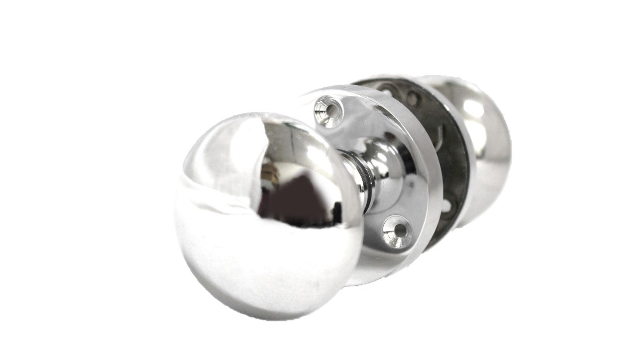 Door Knobs Round Victorian Mortice Knob Sprung - Chrome Thumbturn Lock Pack 56mm