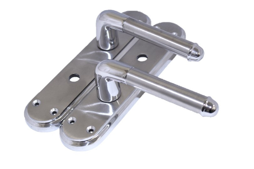 Marina Door Handle Two Tone Bathroom Lock Lever - Chrome and Satin
